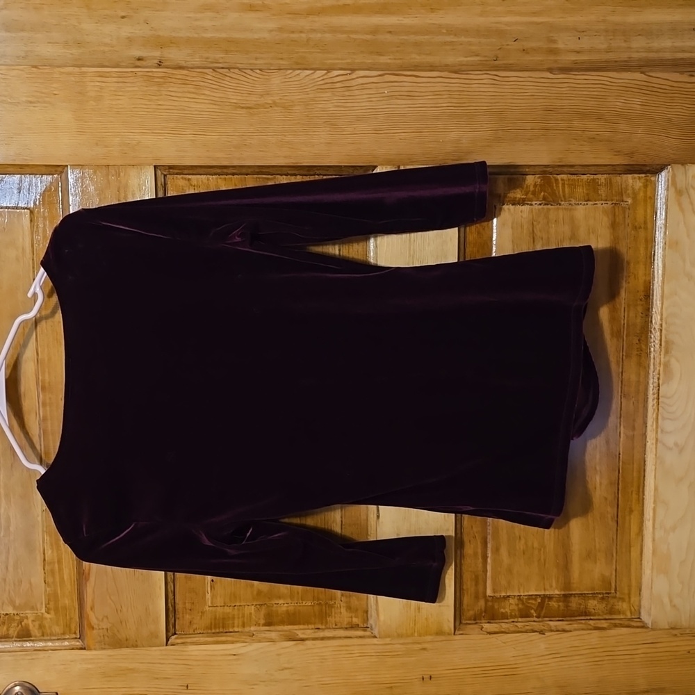 Boston Proper Burgandy Long Sleeve Whimsigoth Velvet Top S - Picture 2 of 5